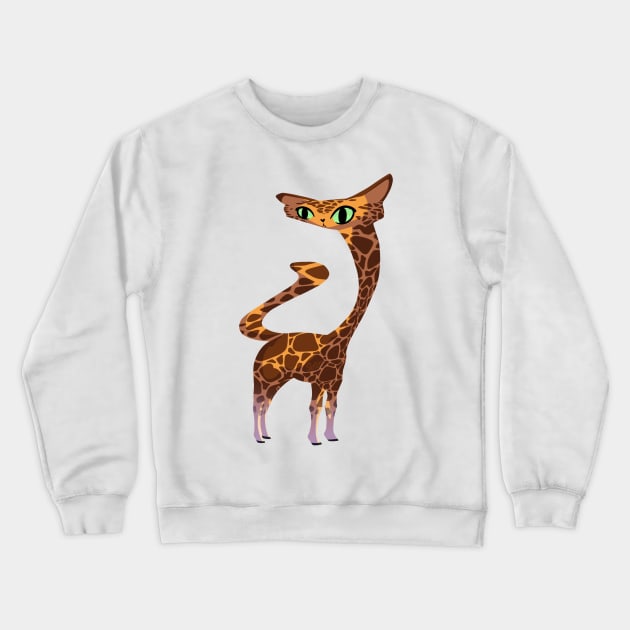 Wonky Giraffe Cat Crewneck Sweatshirt by jastinamor